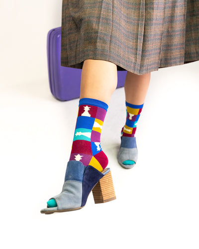 Sock Candy 90s socks 90s colorblock chess socks